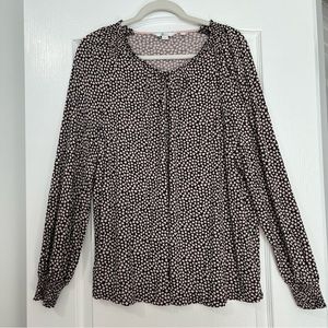 Boden Pink and Black Floral Long Sleeve Blouse